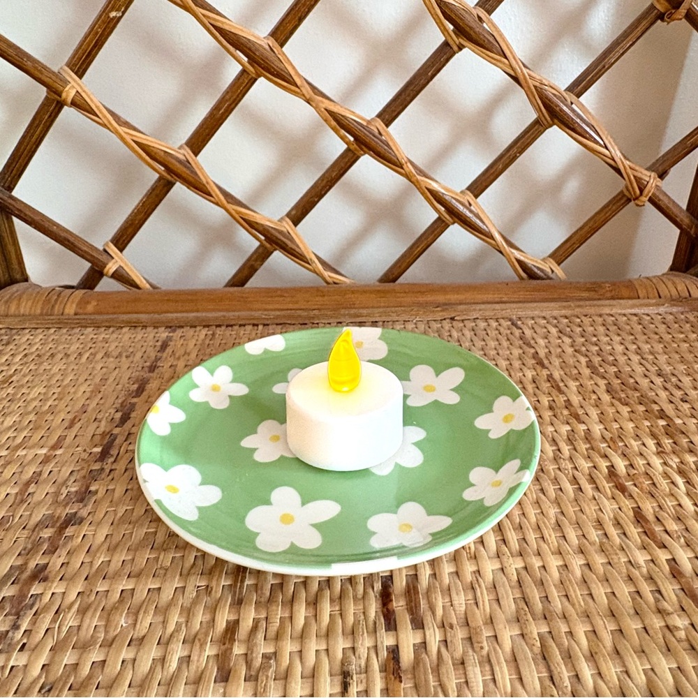 Ceramic Green Floral Tray